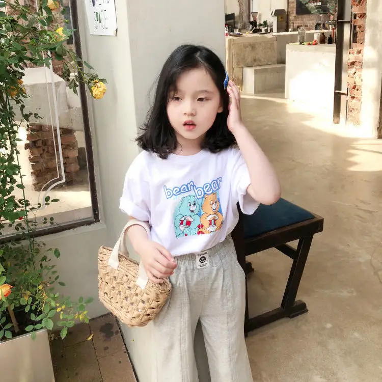 Girls Cotton T-Shirt Blue Graphic 2025 Summer - Image 12