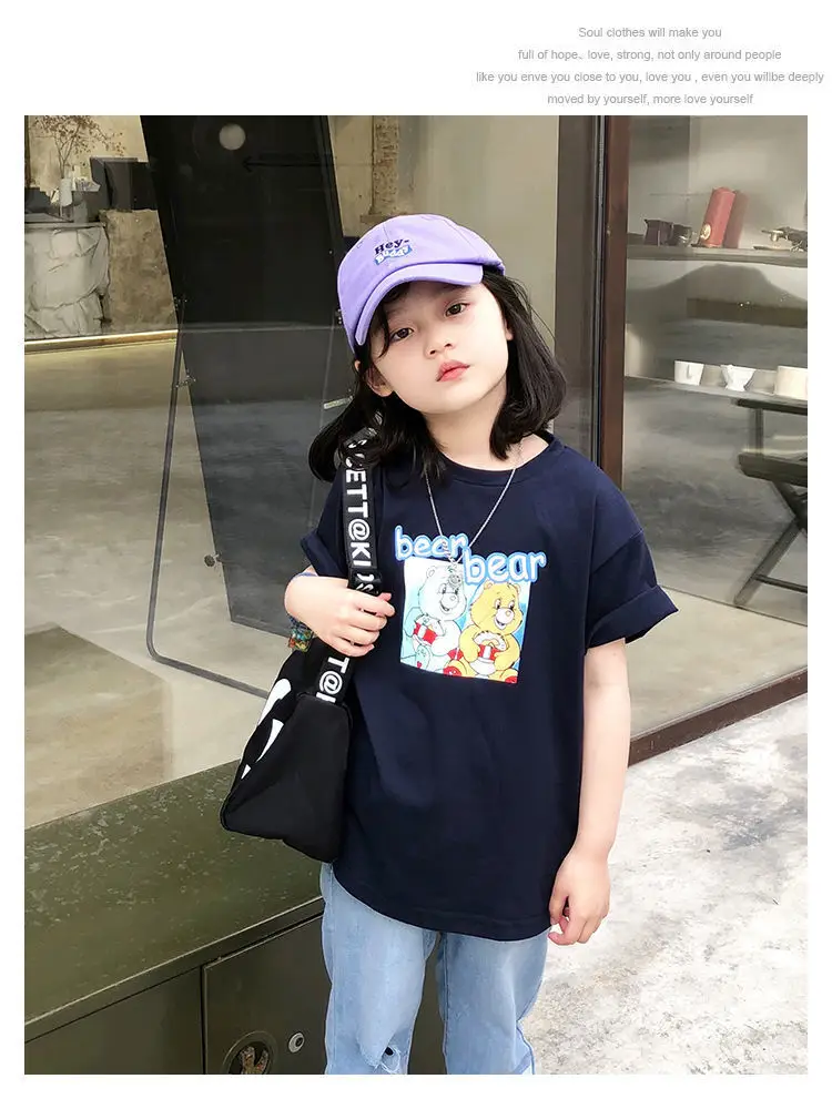 Girls Cotton T-Shirt Blue Graphic 2025 Summer — feature 11