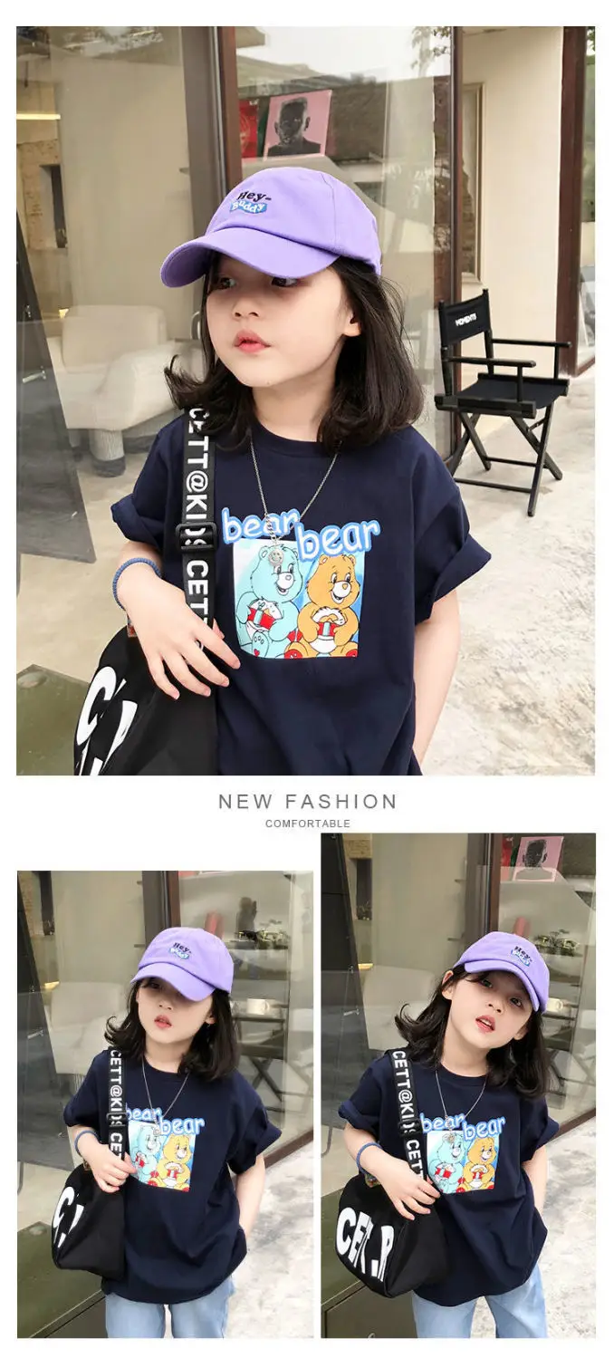 Girls Cotton T-Shirt Blue Graphic 2025 Summer — feature 12