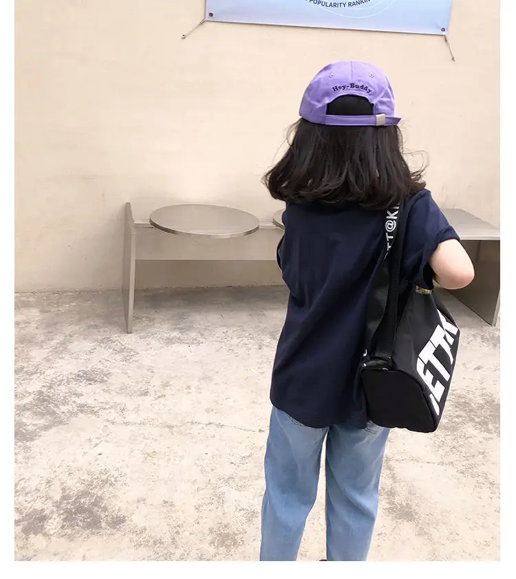 Girls Cotton T-Shirt Blue Graphic 2025 Summer — feature 14