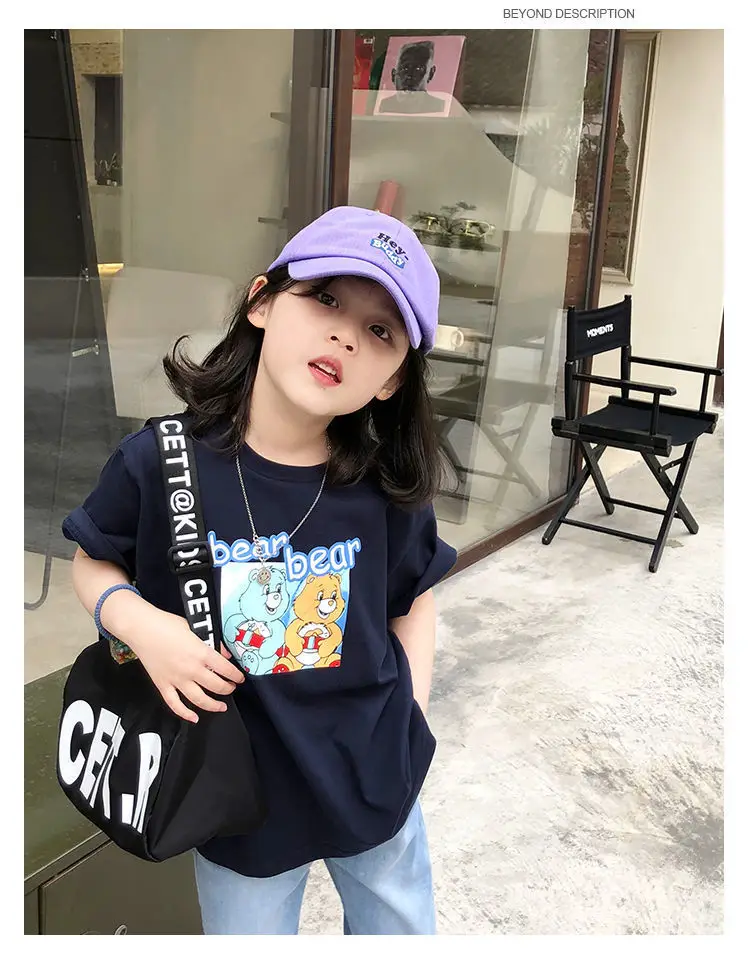 Girls Cotton T-Shirt Blue Graphic 2025 Summer — feature 16