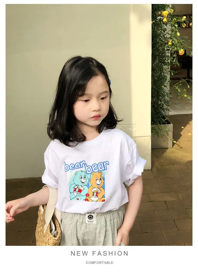 Girls Cotton T-Shirt Blue Graphic 2025 Summer — feature 3