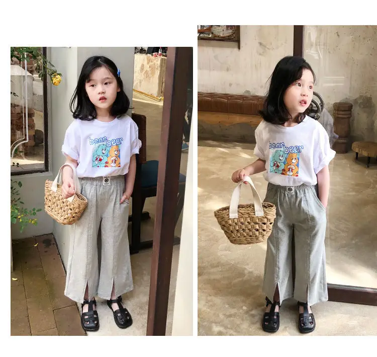 Girls Cotton T-Shirt Blue Graphic 2025 Summer — feature 4