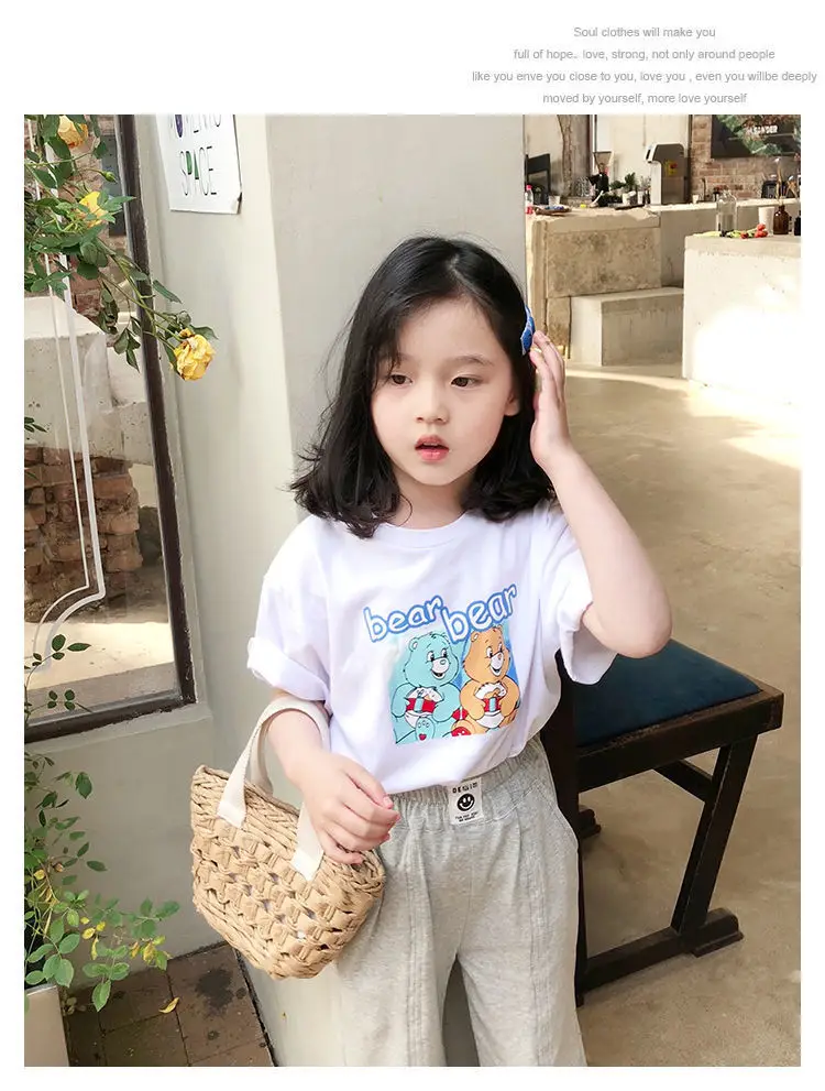 Girls Cotton T-Shirt Blue Graphic 2025 Summer — feature 5