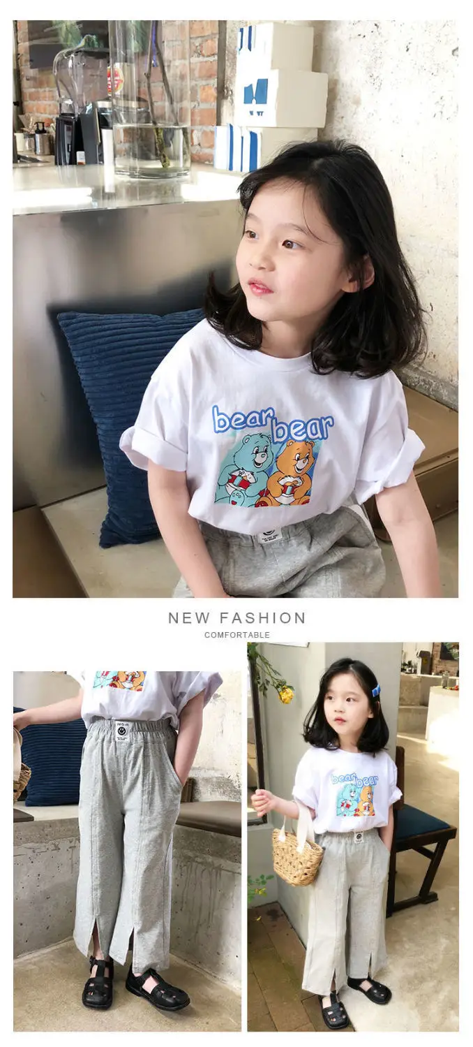 Girls Cotton T-Shirt Blue Graphic 2025 Summer — feature 6
