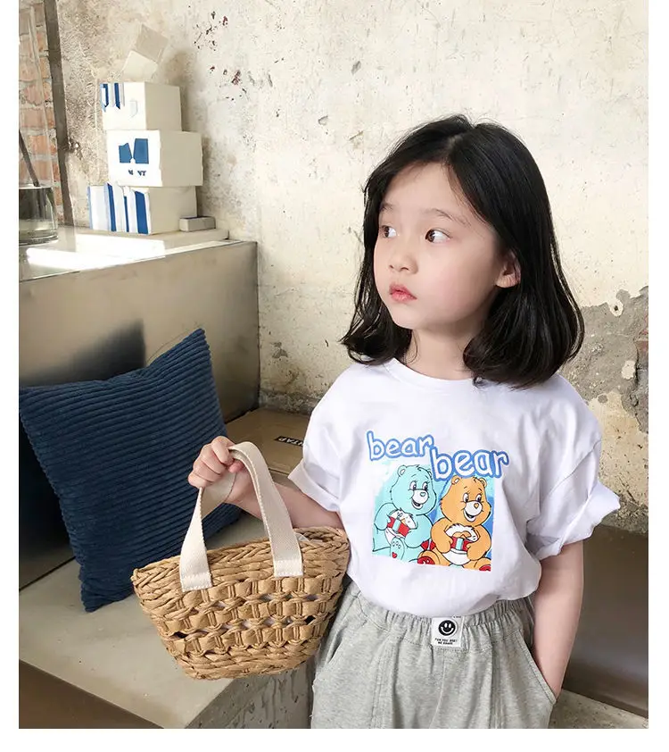 Girls Cotton T-Shirt Blue Graphic 2025 Summer — feature 8