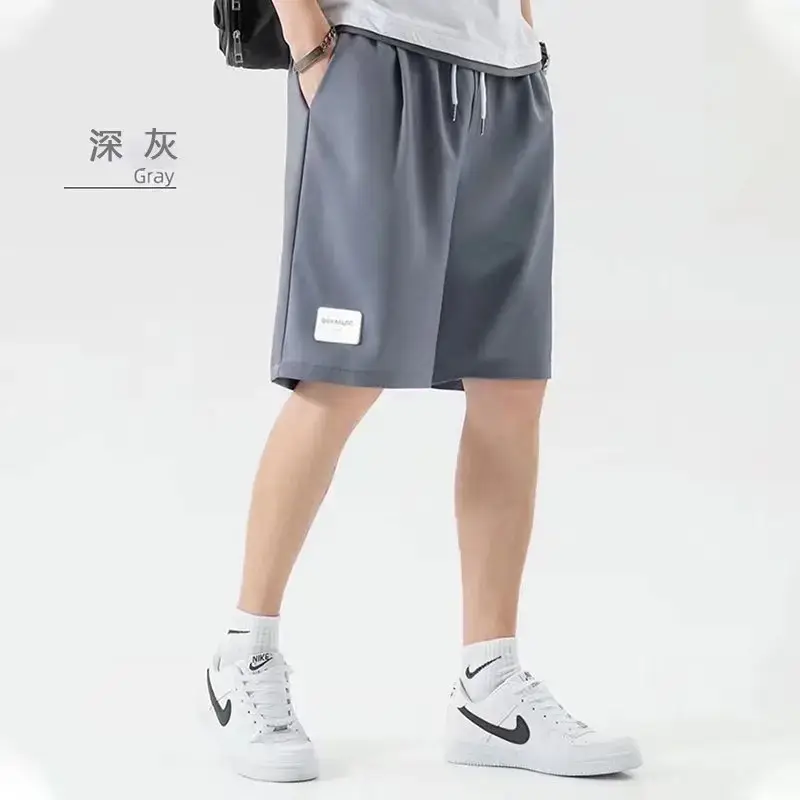 Men Ice Silk Shorts Black Summer Wear - Image 2