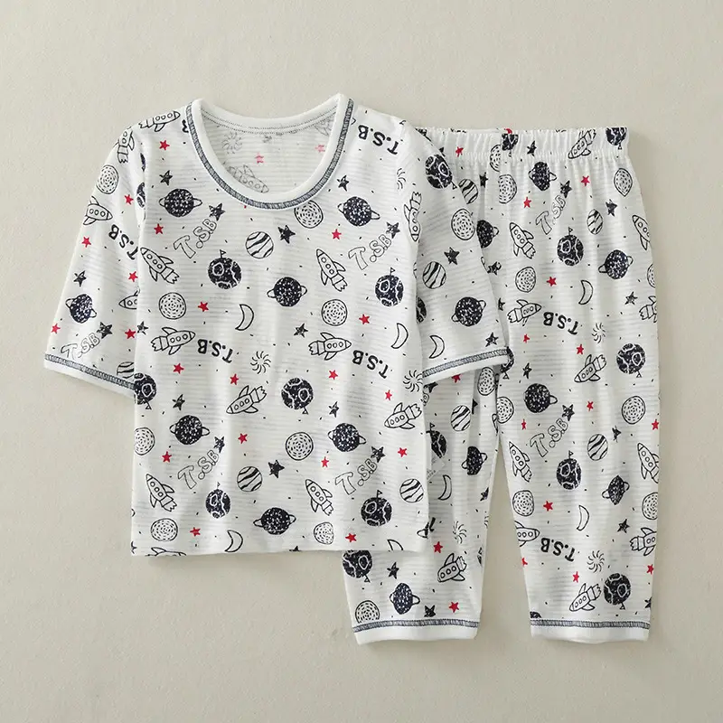 Baby Boys Cotton Printed T-Shirt & Pants Set White