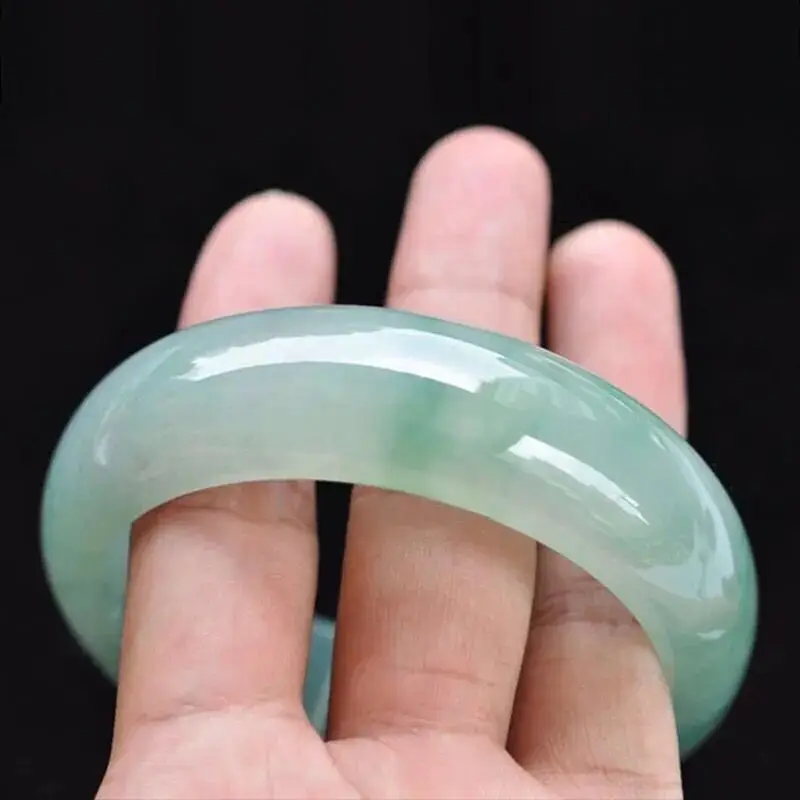 Natural Jade Bracelet Green Ice Waxy Oily Floating Flower