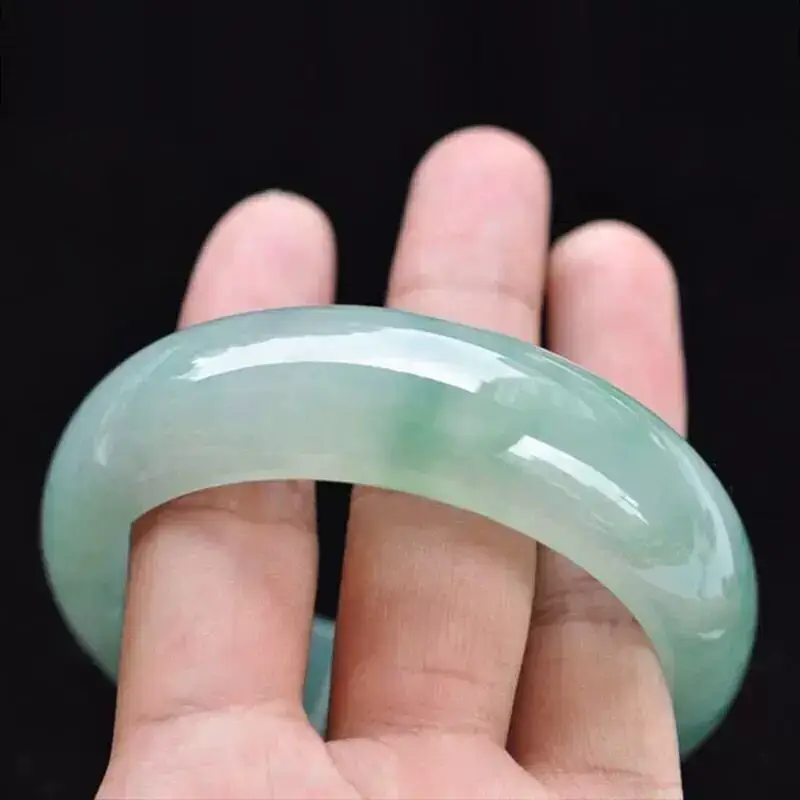 Natural Jade Bracelet Green Ice Waxy Oily Floating Flower — feature 9