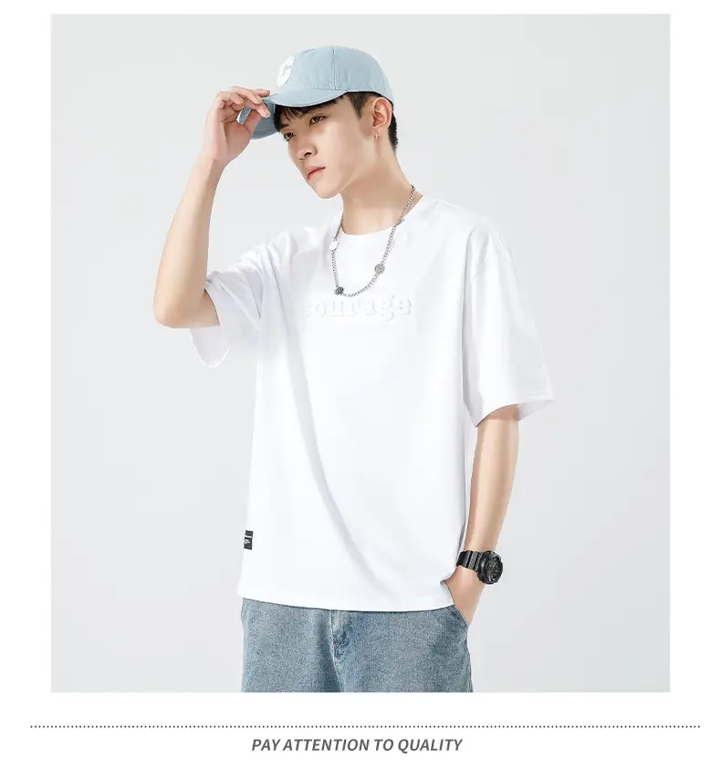 Kun Haipeng White Cotton T-Shirt for Men — feature 31