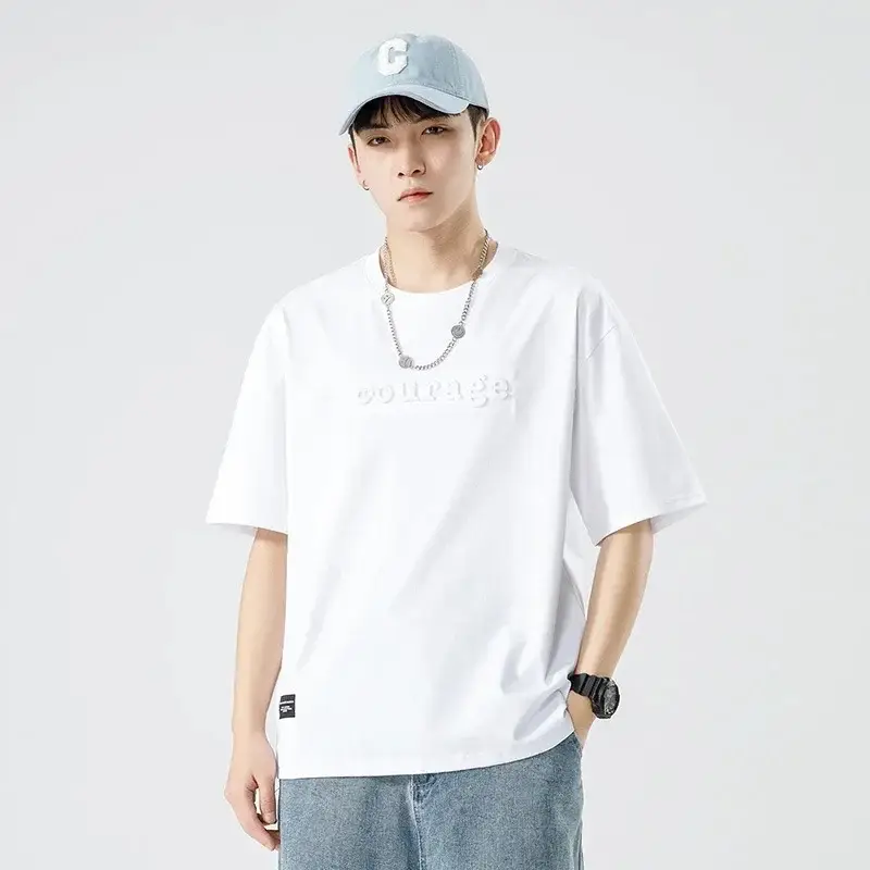 Kun Haipeng White Cotton T-Shirt for Men - Image 5