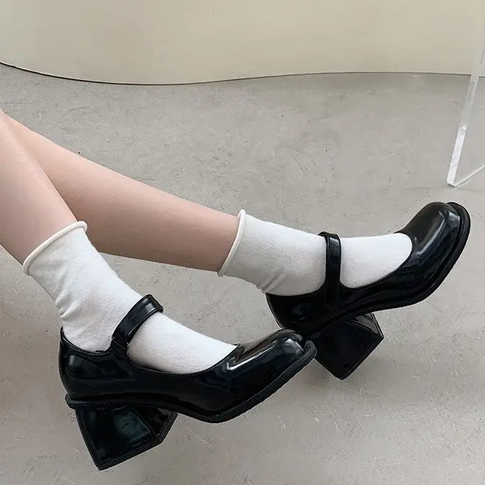 Black Retro Mary Jane High Heel Shoes Women Spring 2023 - Image 5