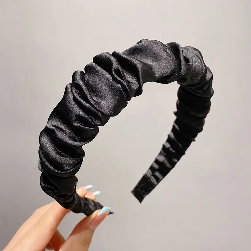 Black Pleated Hair Band for Women Face Mask 2022 - Image 3