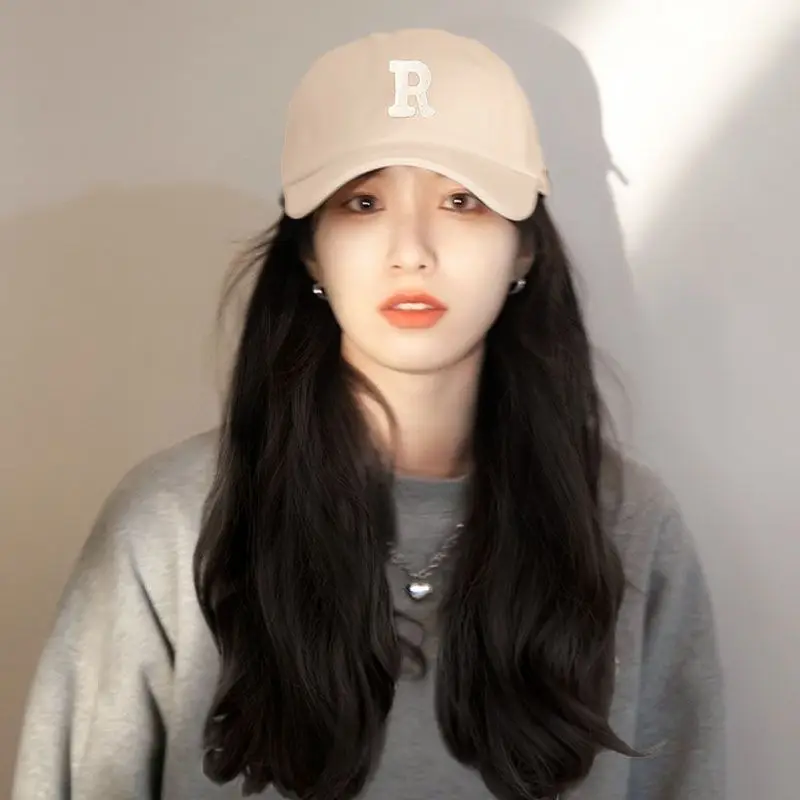 Women's R-Letter Cap Mid Long Curly Hair 2022 - Image 12