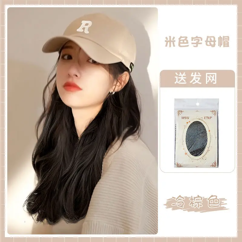 Women's R-Letter Cap Mid Long Curly Hair 2022 - Image 2