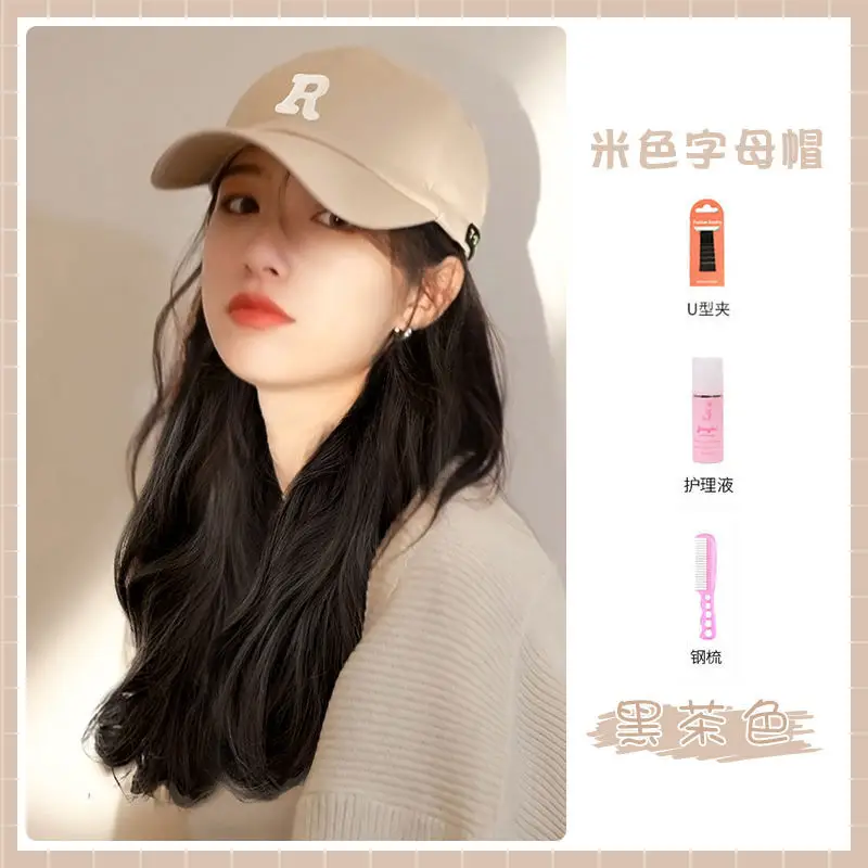 Women's R-Letter Cap Mid Long Curly Hair 2022 - Image 3
