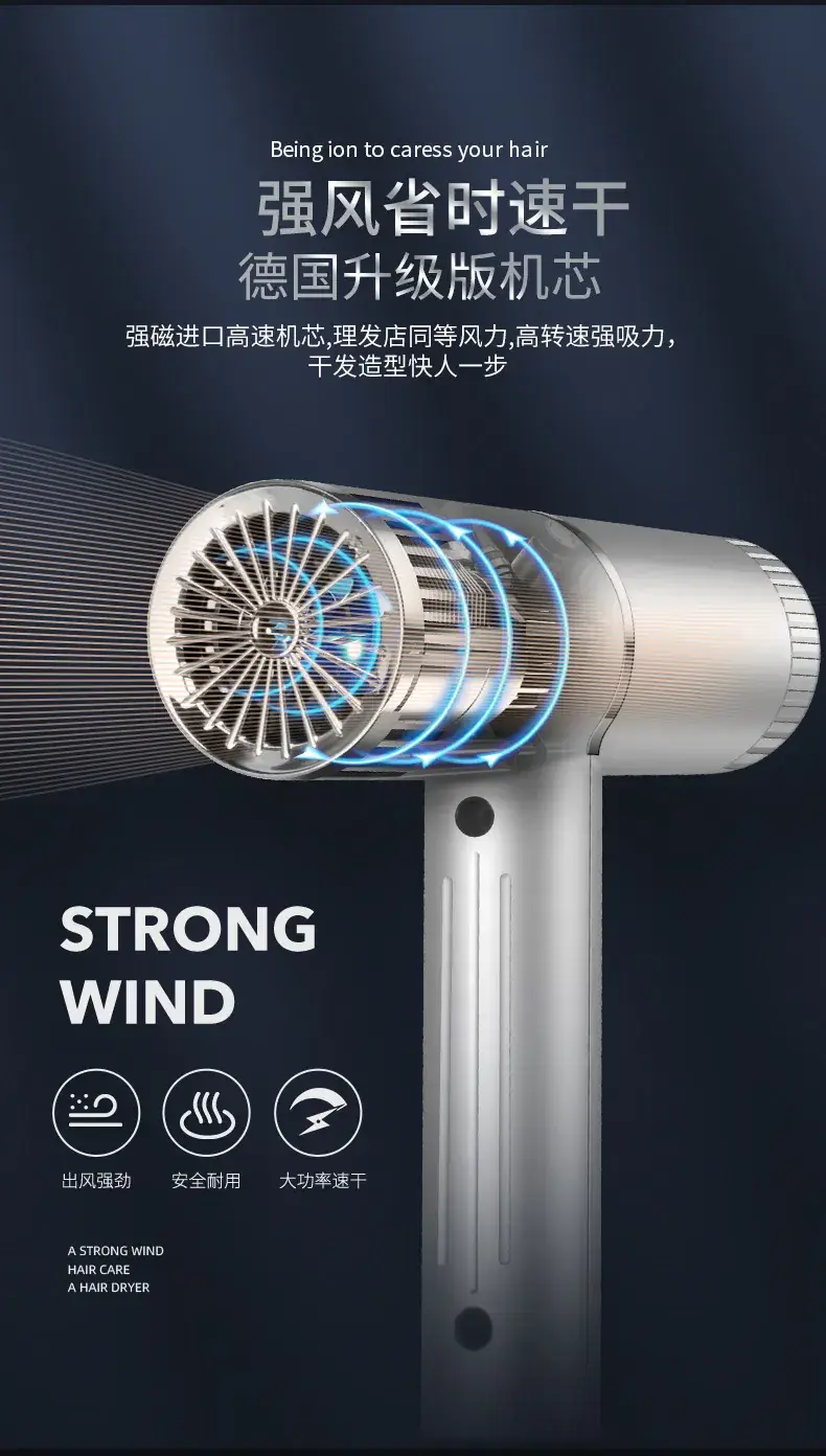 Portable T-Shaped Hair Dryer Multi Color Low Noise — feature 7
