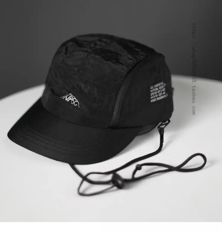 Men Black Cotton Sun Hat with 5 Rope Strap — feature 1