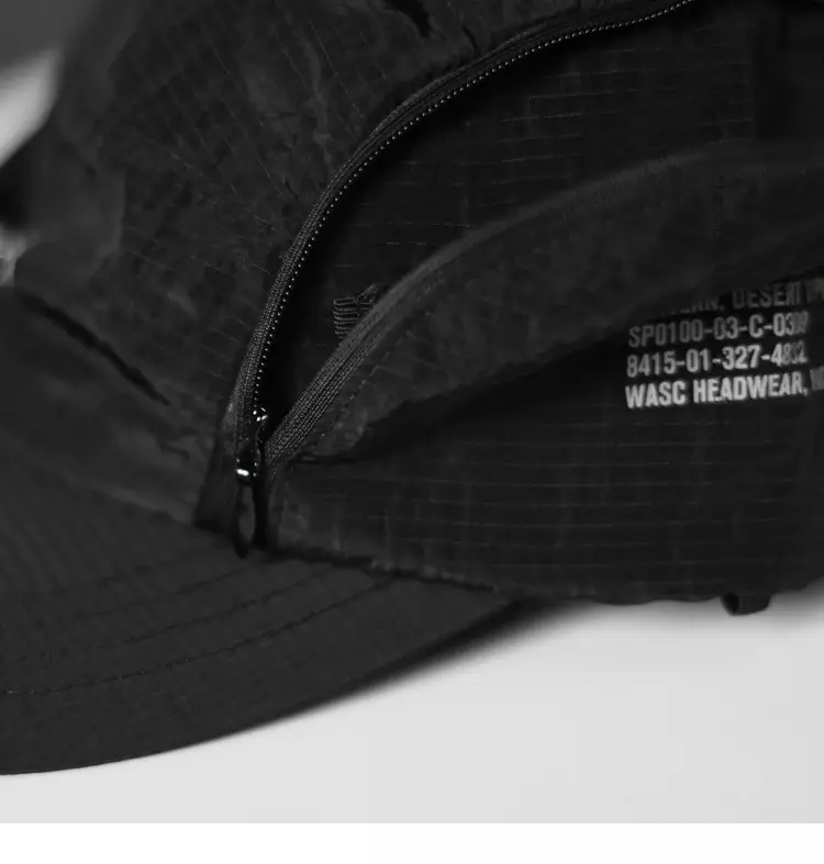 Men Black Cotton Sun Hat with 5 Rope Strap — feature 3