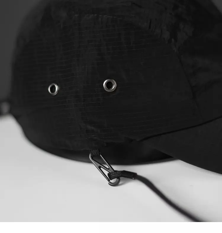 Men Black Cotton Sun Hat with 5 Rope Strap — feature 6