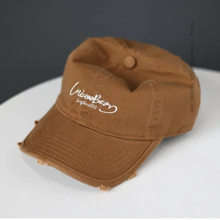 Blue Cotton Baseball Cap with Letter Embroidery