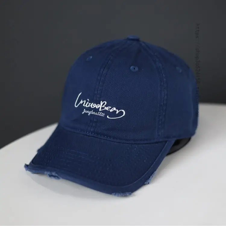 Blue Cotton Baseball Cap with Letter Embroidery - Image 11