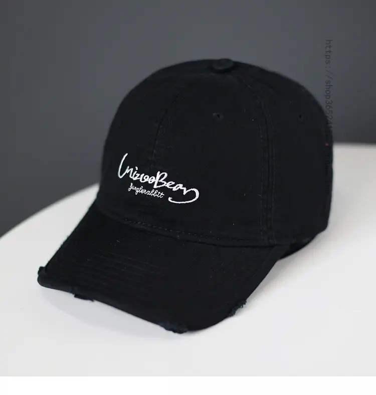 Blue Cotton Baseball Cap with Letter Embroidery — feature 1