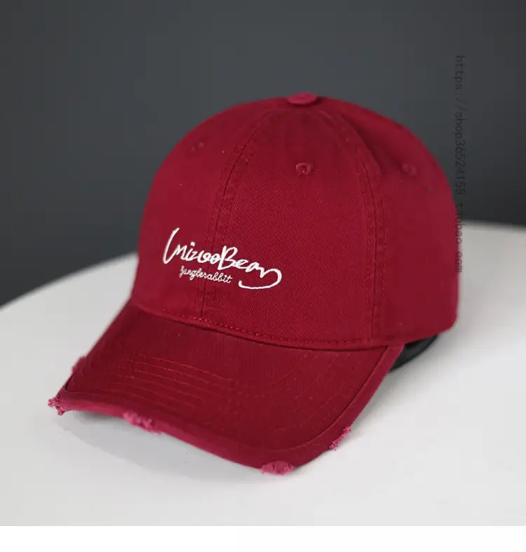 Blue Cotton Baseball Cap with Letter Embroidery — feature 12