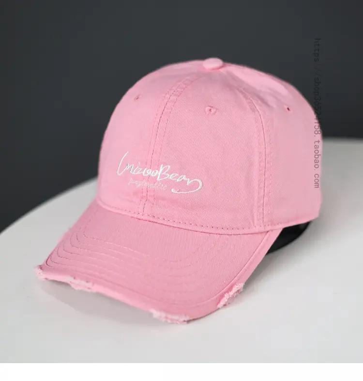 Blue Cotton Baseball Cap with Letter Embroidery — feature 2