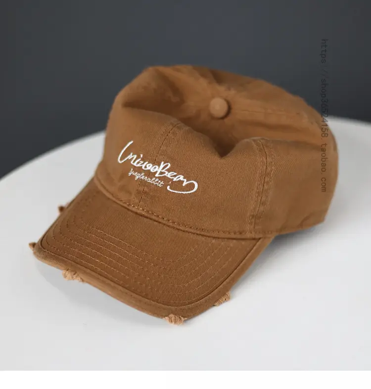 Blue Cotton Baseball Cap with Letter Embroidery — feature 21