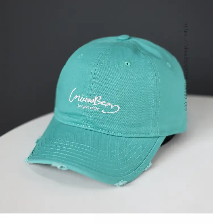 Blue Cotton Baseball Cap with Letter Embroidery — feature 8