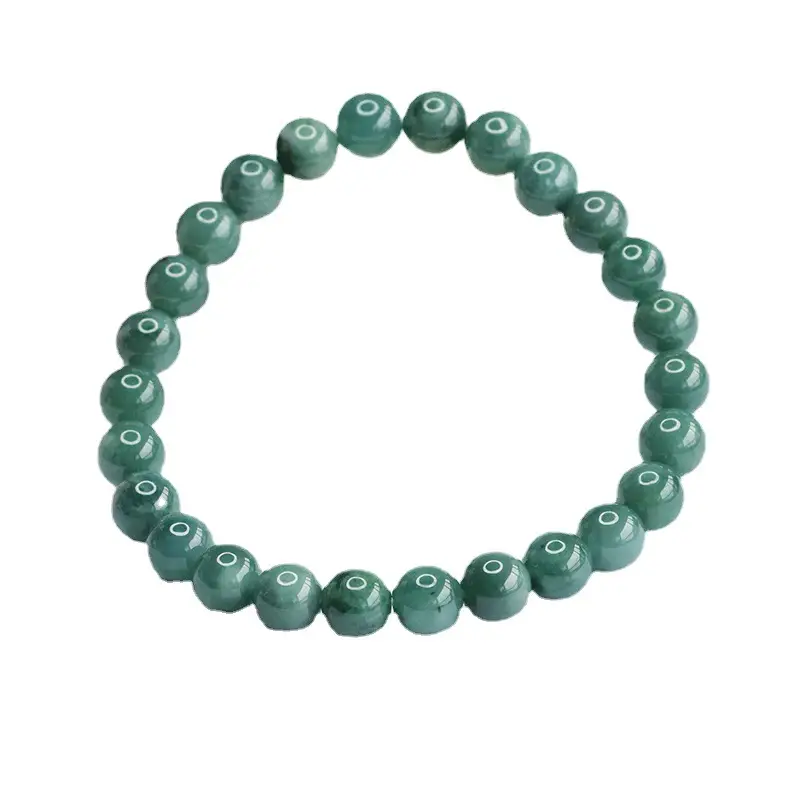 Guan Yu Jade Bracelet Blue Water Round Beads - Image 6