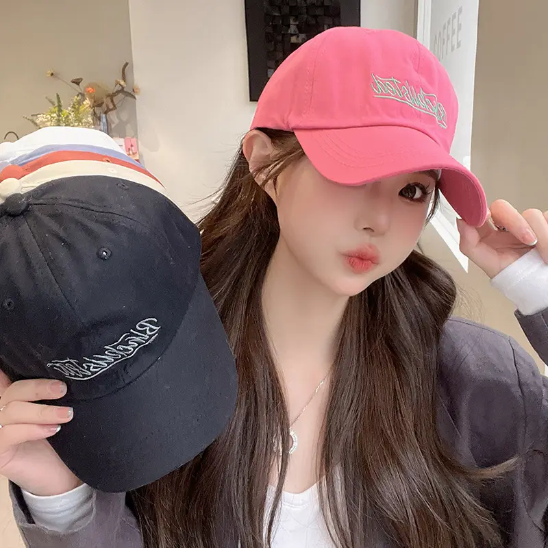 Women Grey Baseball Cap with Embroidered Letter Design