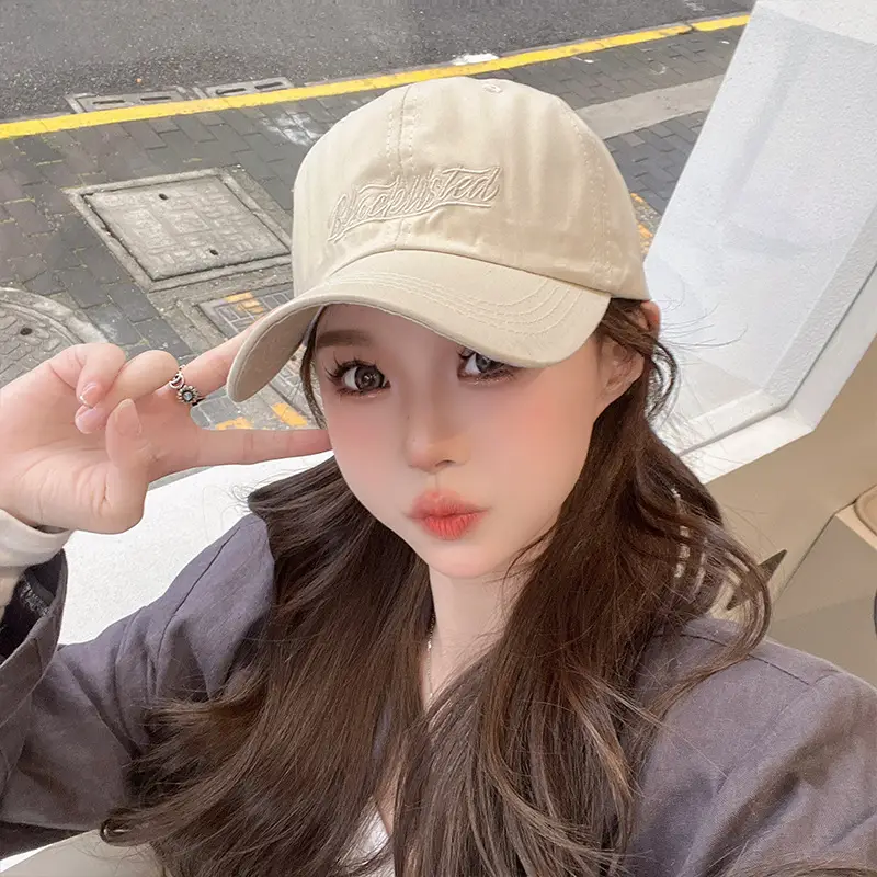 Women Grey Baseball Cap with Embroidered Letter Design