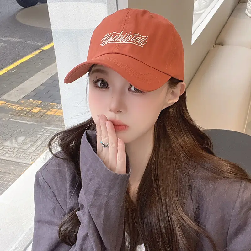 Women Grey Baseball Cap with Embroidered Letter Design
