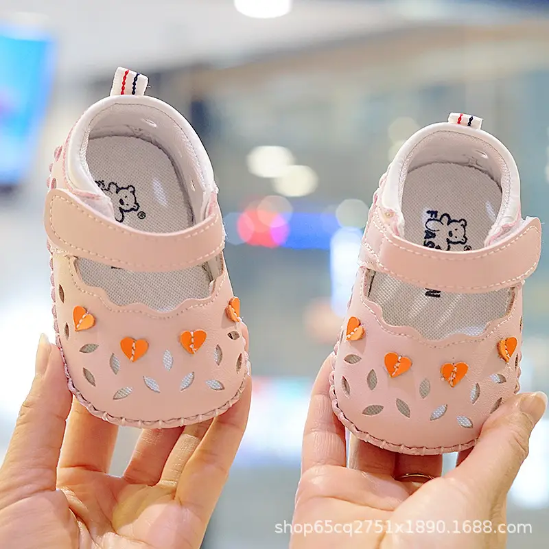Baby Shoes Pink Heart Design 3-6M Non-Slip