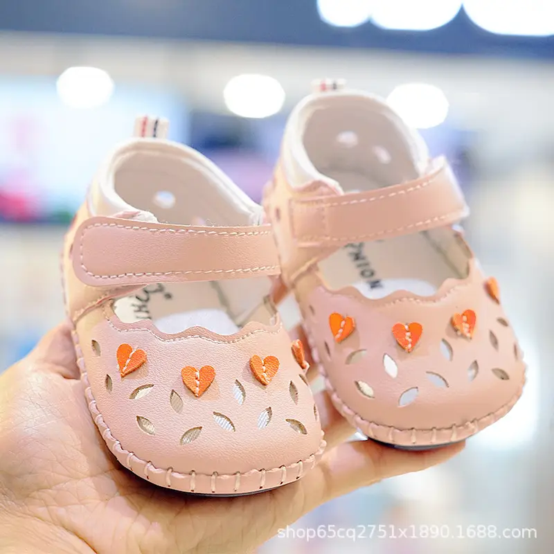 Baby Shoes Pink Heart Design 3-6M Non-Slip