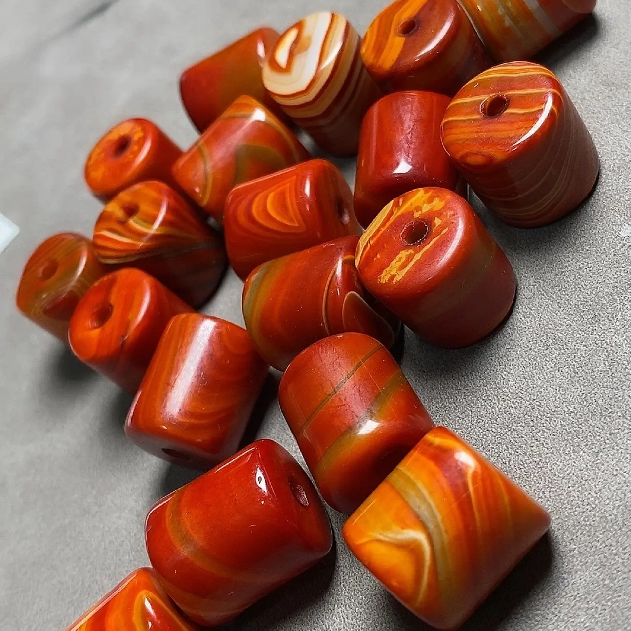 Natural Silk Wrapped Red Agate Beads for Bracelets - Image 2