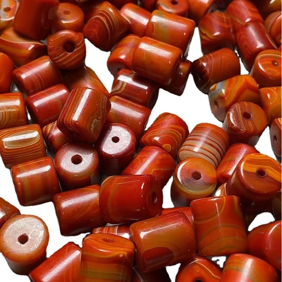 Natural Silk Wrapped Red Agate Beads for Bracelets - Image 3