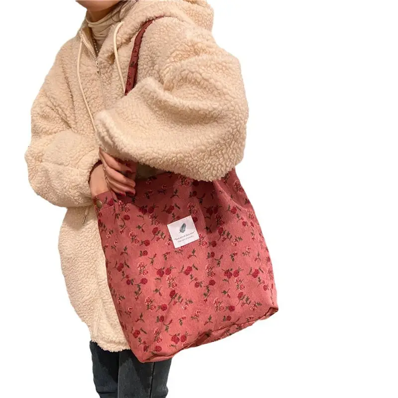 Korean Corduroy Artistic Women's Large Shoulder Bag - Image 10