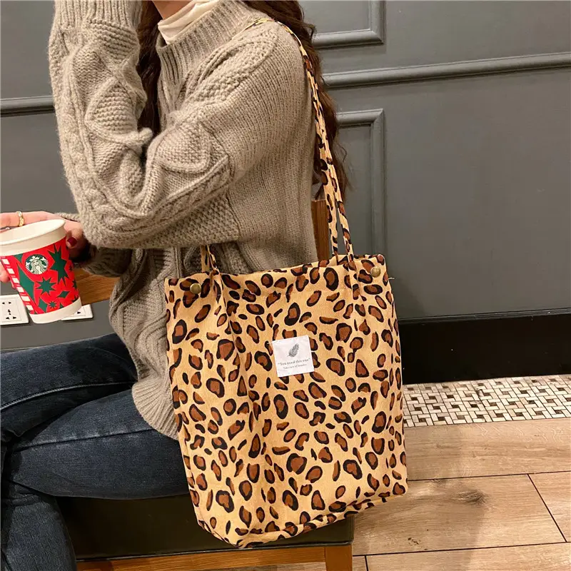Korean Corduroy Artistic Women's Large Shoulder Bag - Image 3