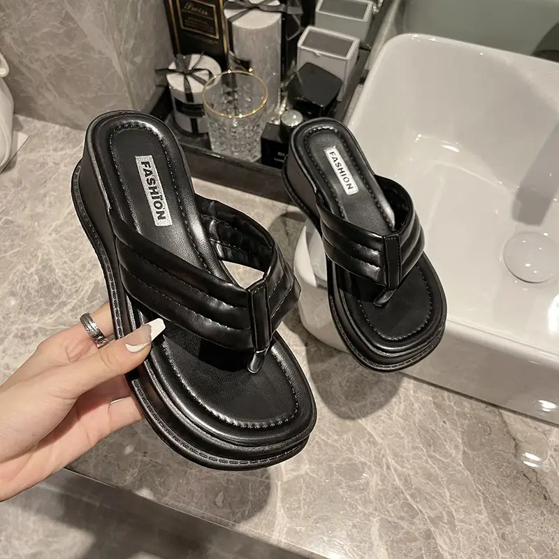 Black Korean Style Platform Sandals for Women 2023
