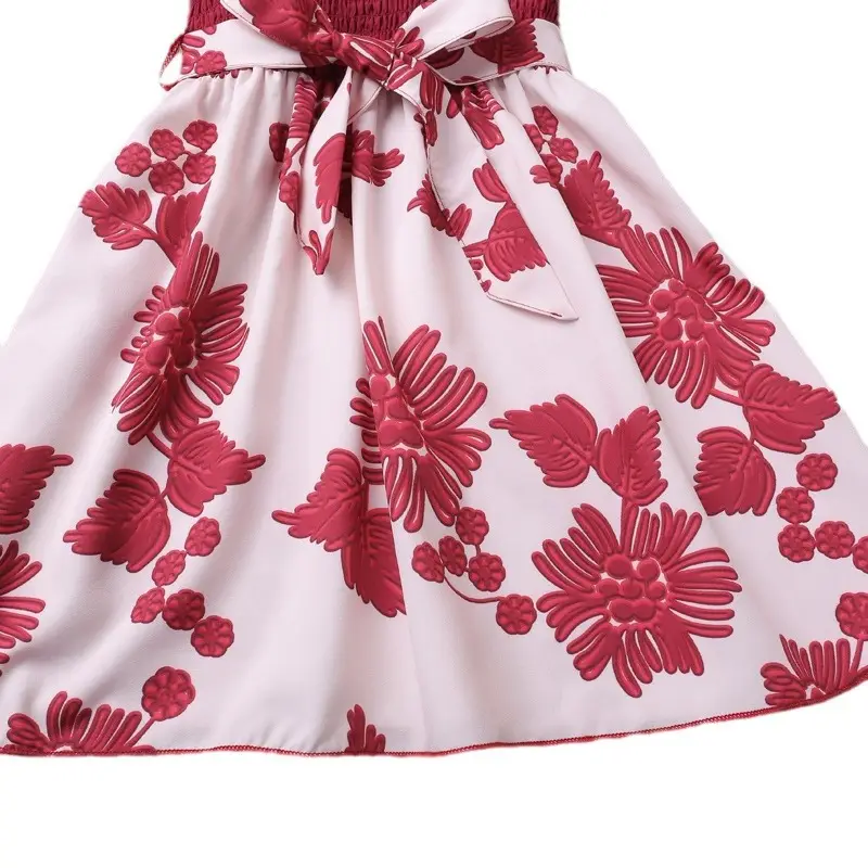 2023 Red Floral Short Sleeve Girls Dress for Women - Image 8