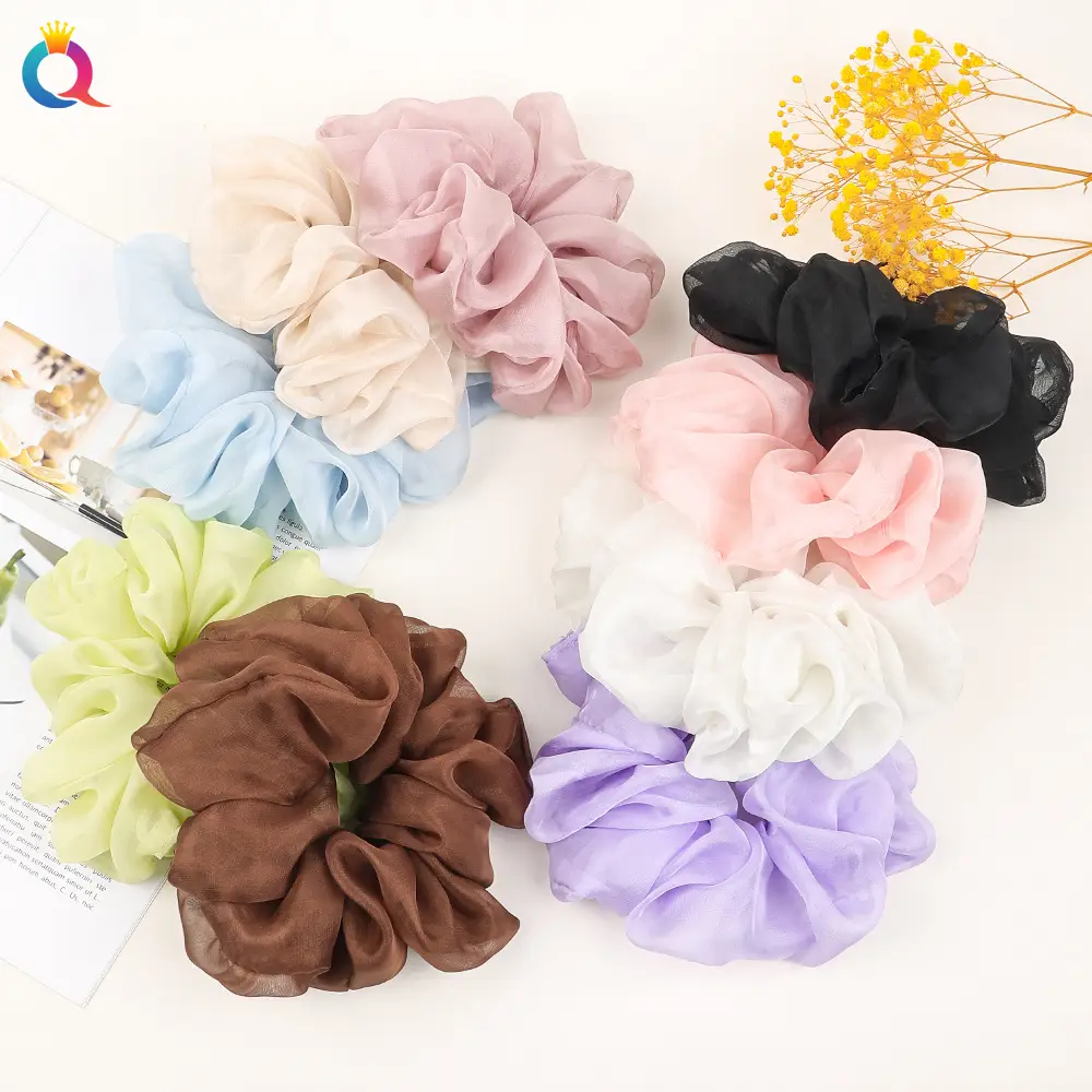 Qiyue Super Large Chiffon Hair Bands Solid Color - Image 35