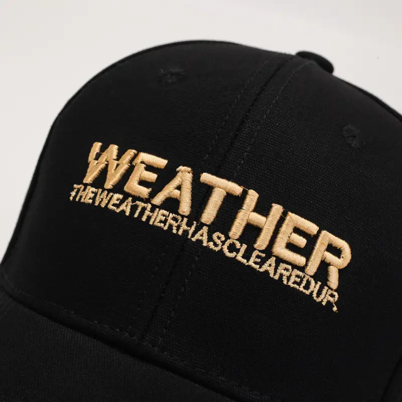Men's Black Weather Embroidered Cap Sun Hat - Image 5