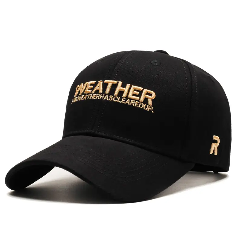 Men's Black Weather Embroidered Cap Sun Hat - Image 3