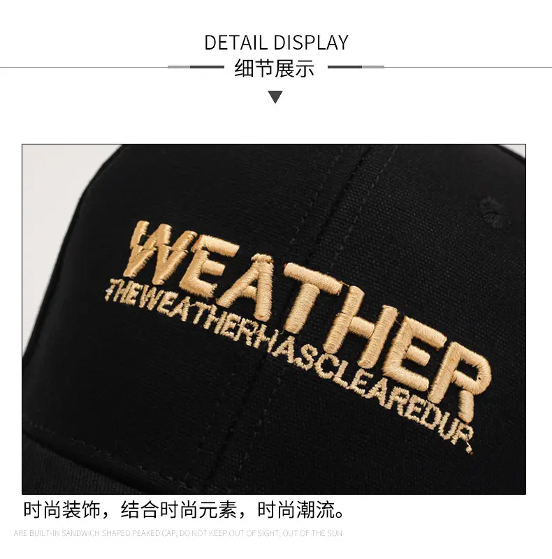 Men's Black Weather Embroidered Cap Sun Hat — feature 11