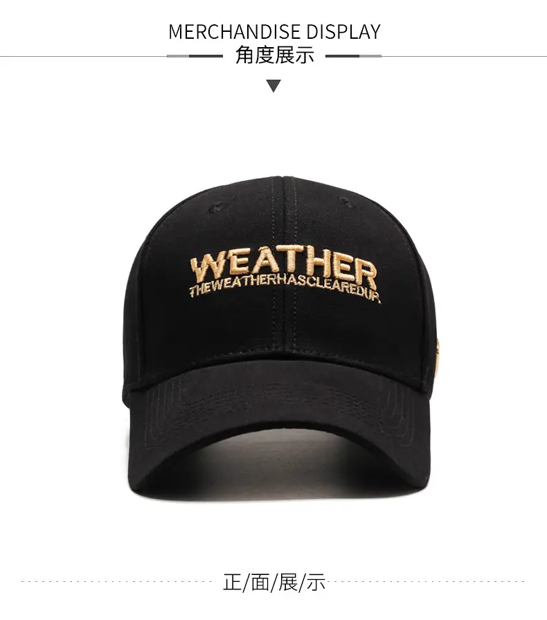 Men's Black Weather Embroidered Cap Sun Hat — feature 5