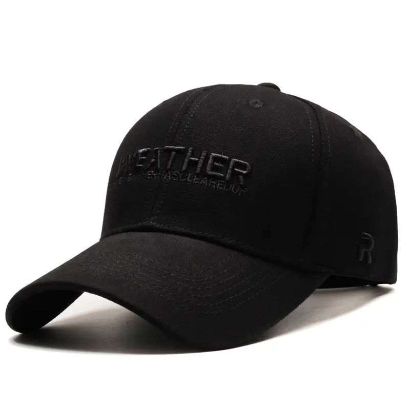 Men's Black Weather Embroidered Cap Sun Hat - Image 1